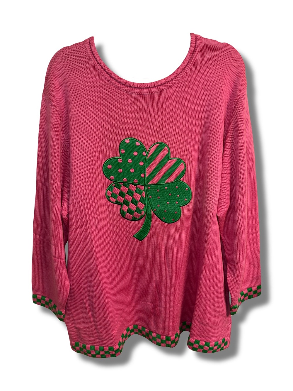 NWT Vtg Shamrock Checkered Trim Sweater